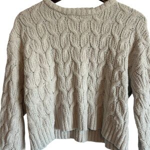 Jessica Simpson Cream Crew Neck Sweater with Textured Knit